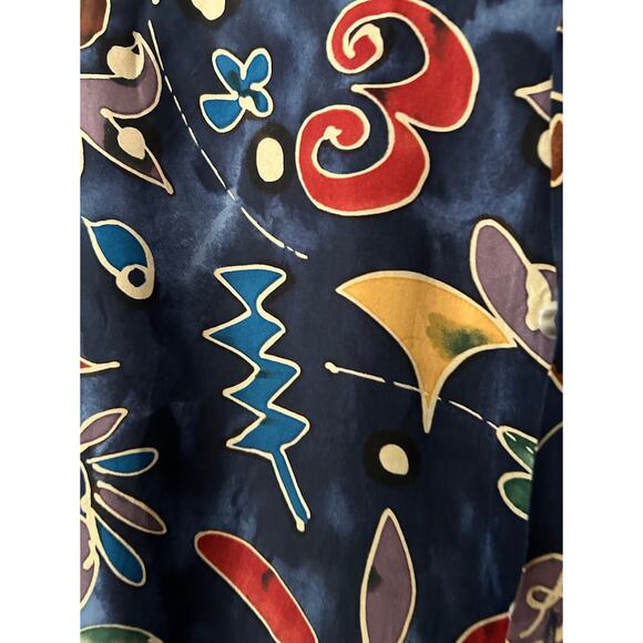 Burma Bibas Button Up Shirt Mens M Blue 100% Silk Geometric Collared Casual - Picture 4 of 9